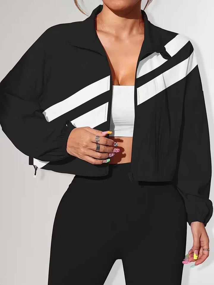 Track jacket met elastische manchetten