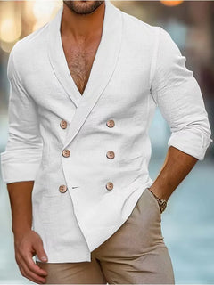 Slim fit blazer met houten knopen