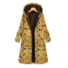ASIYA | Lange damesjas met capuchon in de kleur Geel voor dames in stijl ideaal voor de herfst.