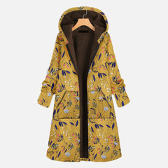 ASIYA | Lange damesjas met capuchon in de kleur Geel voor dames in stijl ideaal voor de herfst.