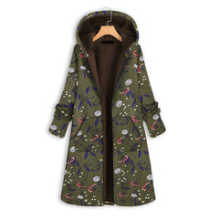 ASIYA | Lange damesjas met capuchon in de kleur Groen voor dames in stijl ideaal voor de herfst.
