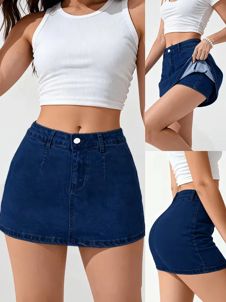 Denim rok met hoge taille