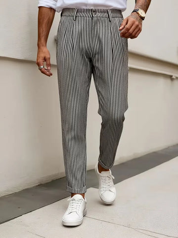 Gestreepte pantalon met cropped lengte