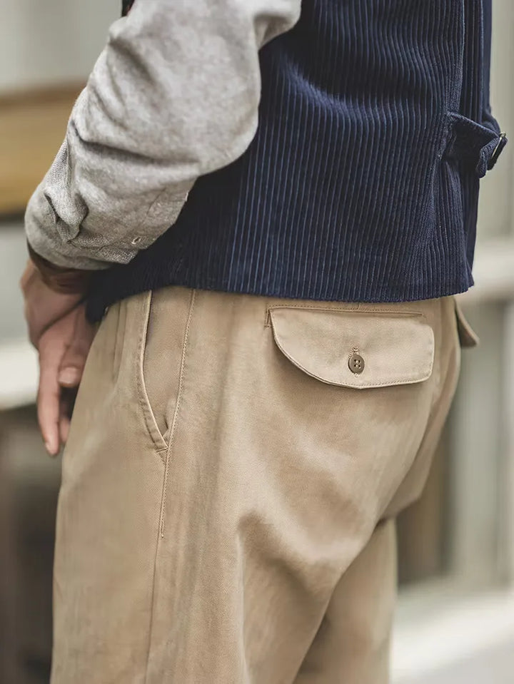 Khaki pantalon met hoge taille