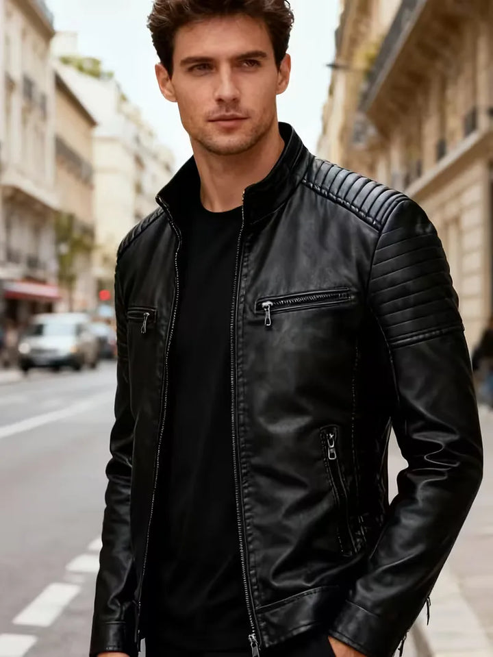 Leren jassen met quilted schouders