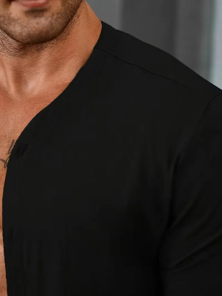 Shirt met mandarin kraag