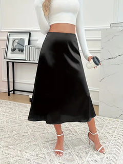 Satijnen rok met hoge taille