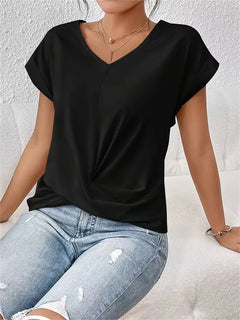 V-hals T-shirt met draped front