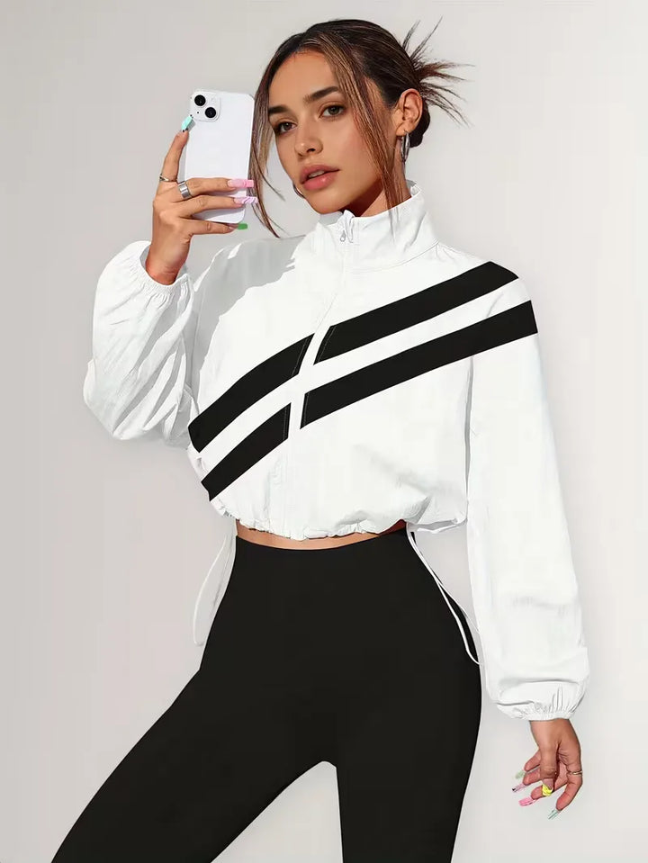 Track jacket met elastische manchetten
