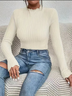 Longsleeve met mock neckline