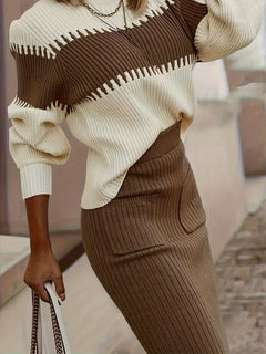 Tweedelige set met ribbed textuur