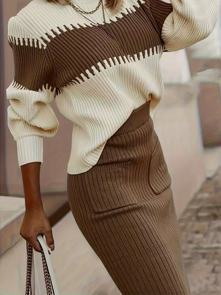 Tweedelige set met ribbed textuur