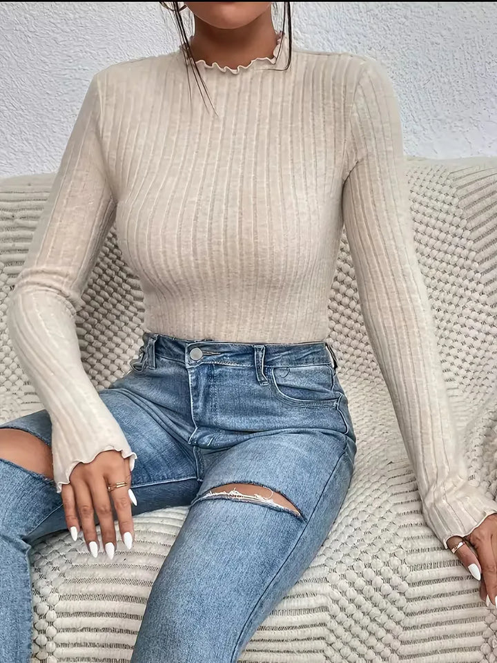 Longsleeve met mock neckline
