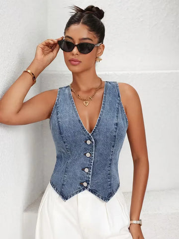 Gilet met V-hals en puntige zoom
