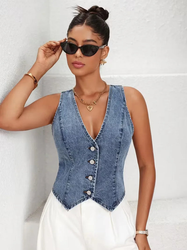 Gilet met V-hals en puntige zoom