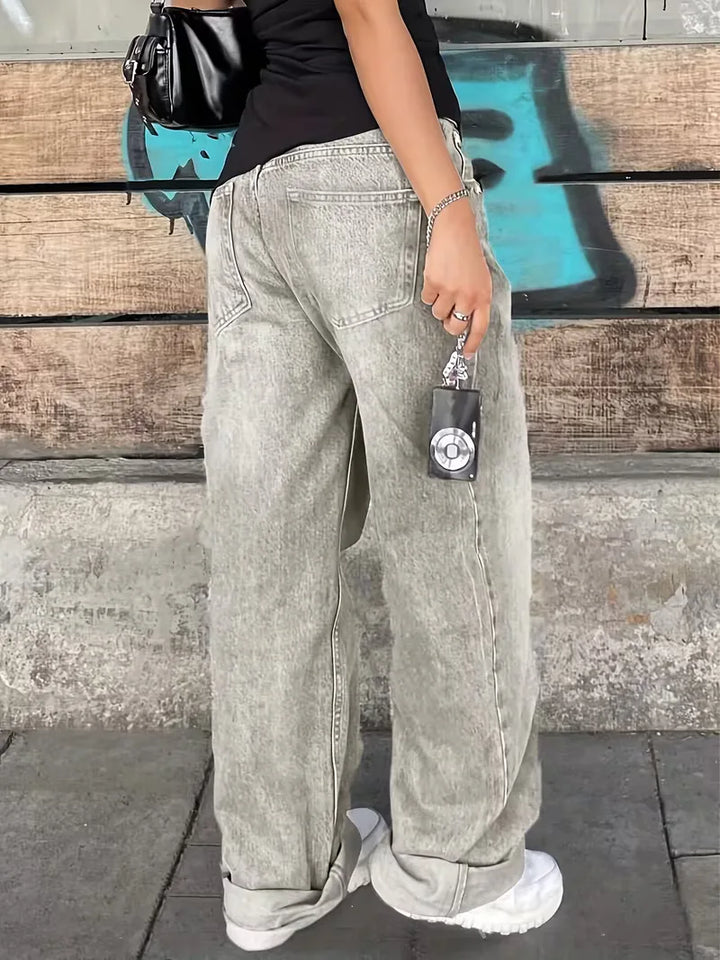 Straight jeans met mid-rise
