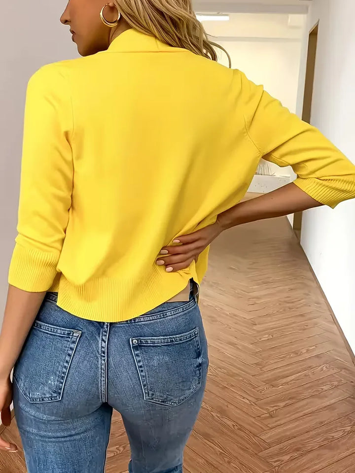Paarse open-front cardigan 3/4 mouwen