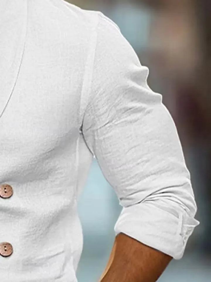 Slim fit blazer met houten knopen