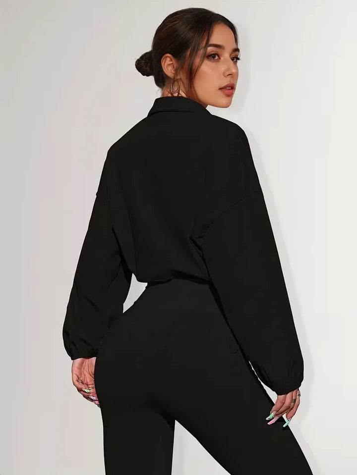 Track jacket met elastische manchetten