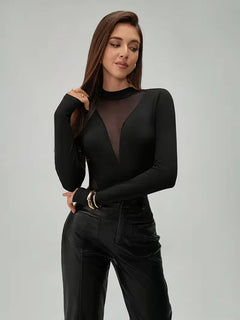 Bodysuit met mesh panelen