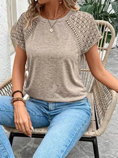 T-shirt met kantdetails korte mouw