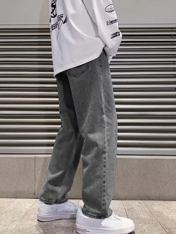 Loose fit jeans met wide leg