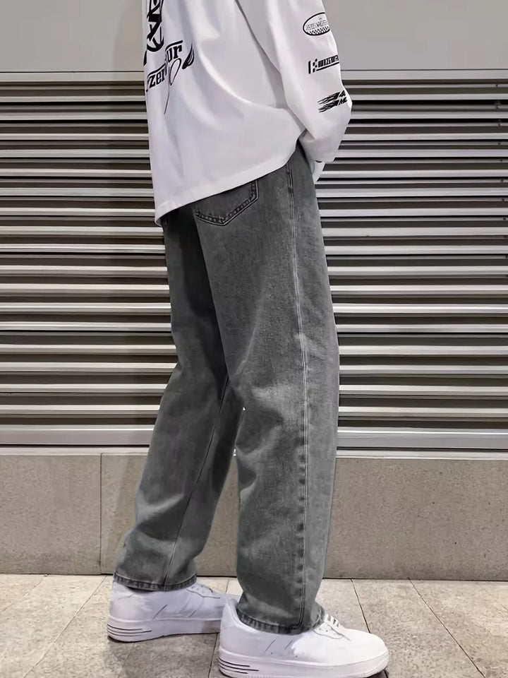 Loose fit jeans met wide leg