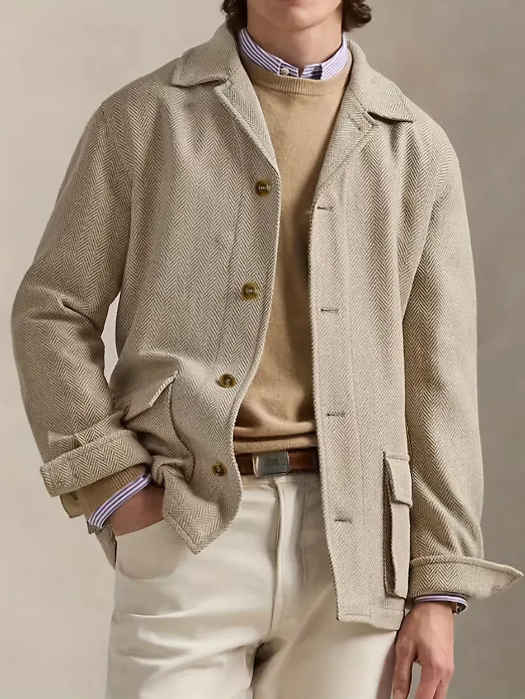 Trenchcoat met herringbone patroon
