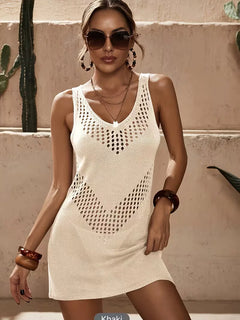 Beach cover-up met cut-out details