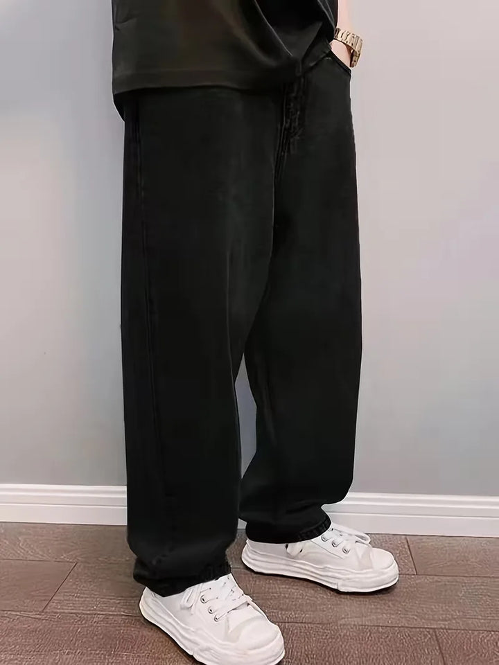 Loose fit jeans met mid-rise