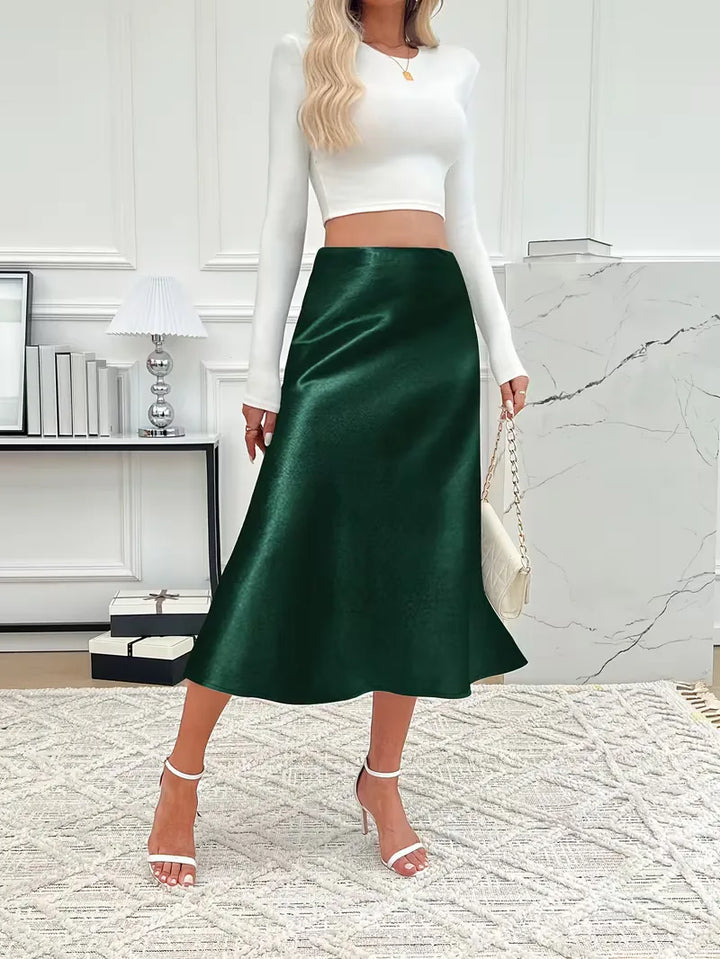 Satijnen rok met hoge taille