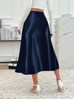 Satijnen rok met hoge taille