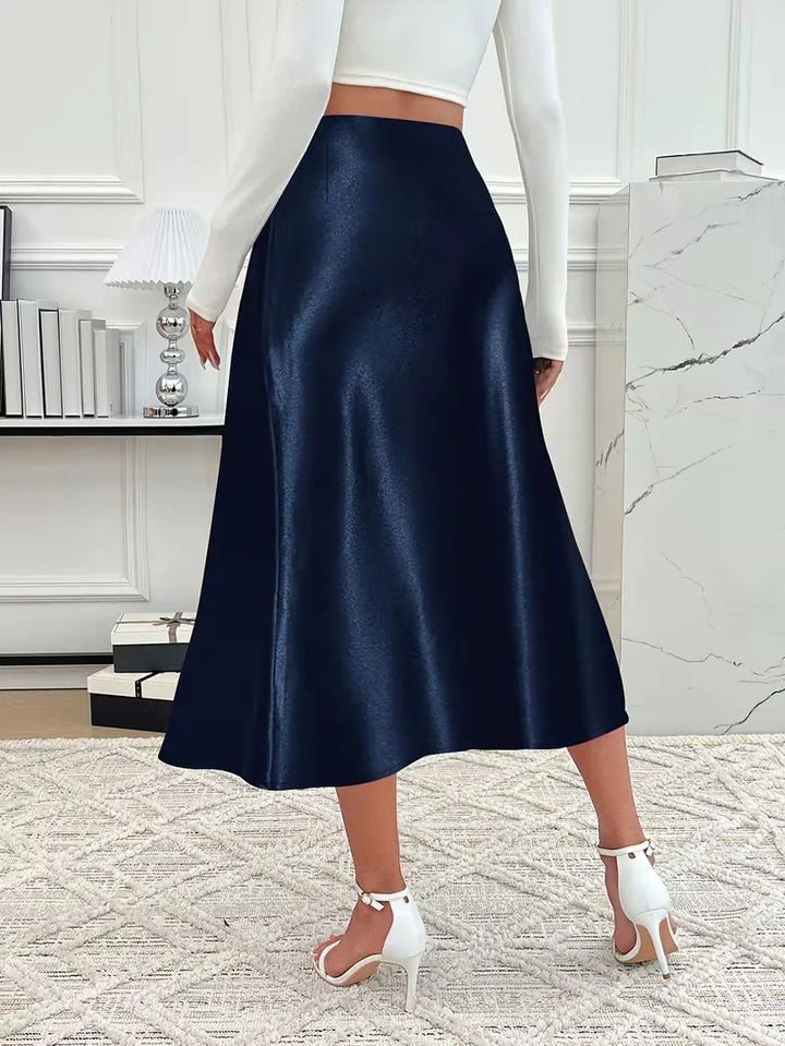 Satijnen rok met hoge taille