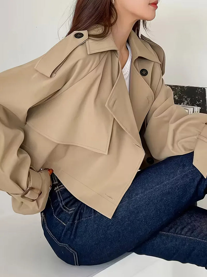 Cropped trenchcoat met dubbele knopen