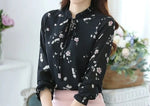 Brice | Vlinderdas Kraag Chiffon Blouses in de kleur Zwart voor in stijl ideaal voor de herfst.