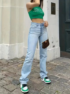 Straight jeans met hoge taille