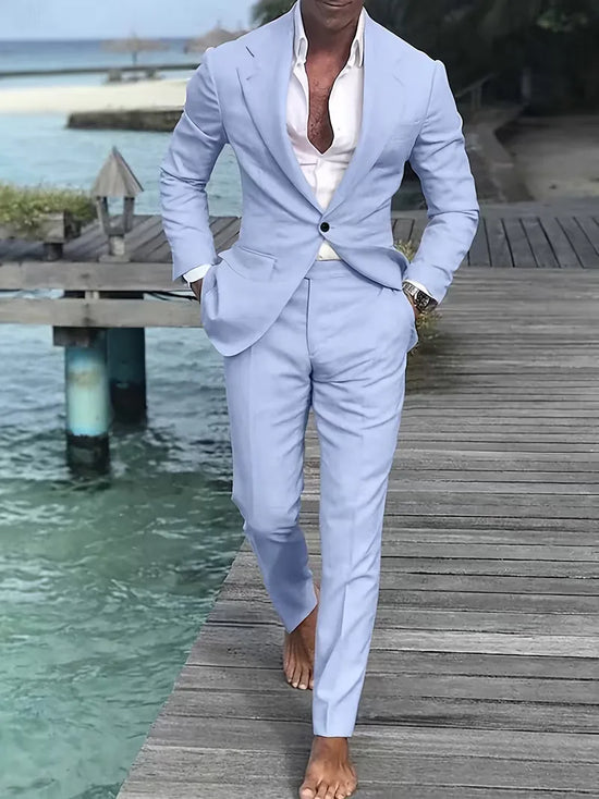 Lichtblauw slim fit pak