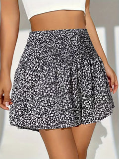 Short met hoge taille en bloemenpatroon