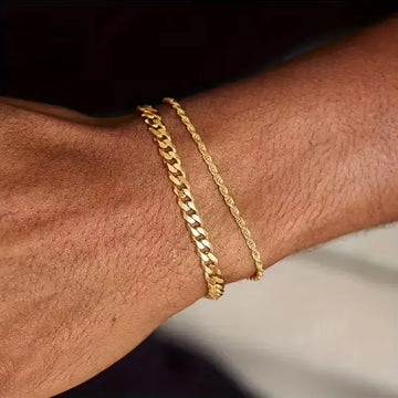 Armbanden set met Cuban link en rope chain