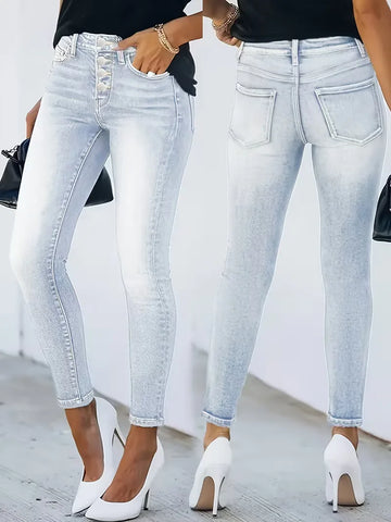 Skinny jeans met hoge taille