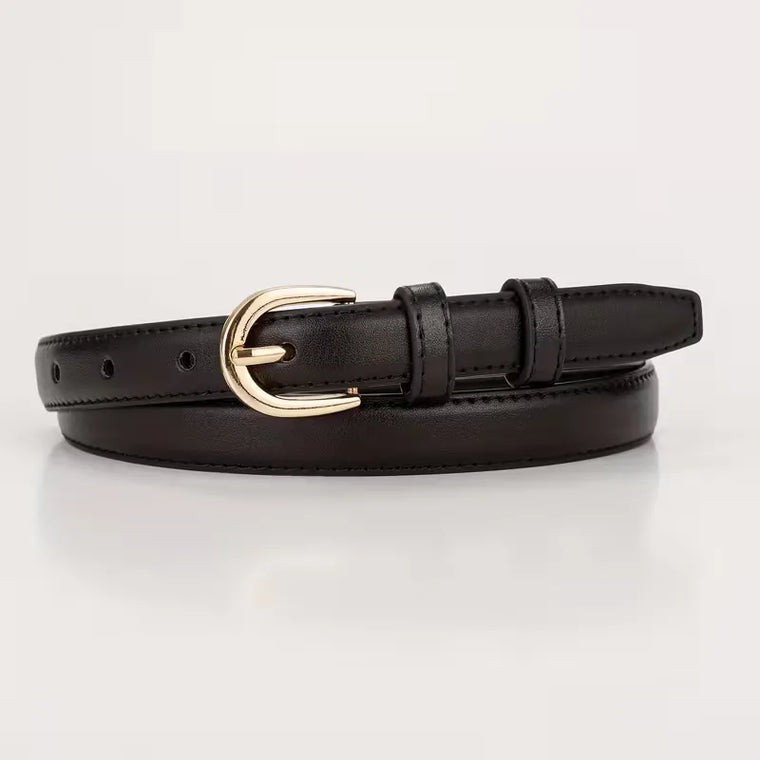 Smalle riem met half-oval gesp