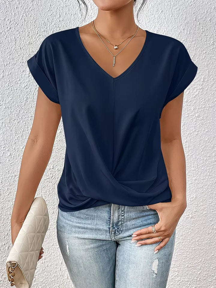 V-hals T-shirt met draped front