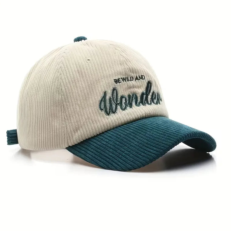 Corduroy baseball cap met geborduurde letters