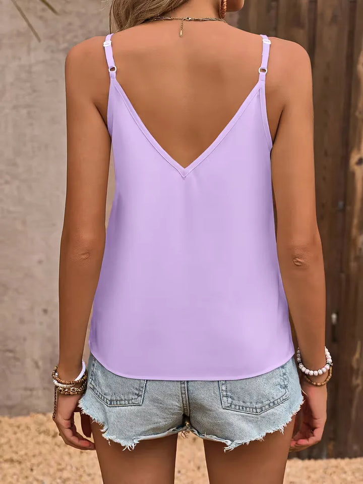 Tanktop met V-hals en scallop trim