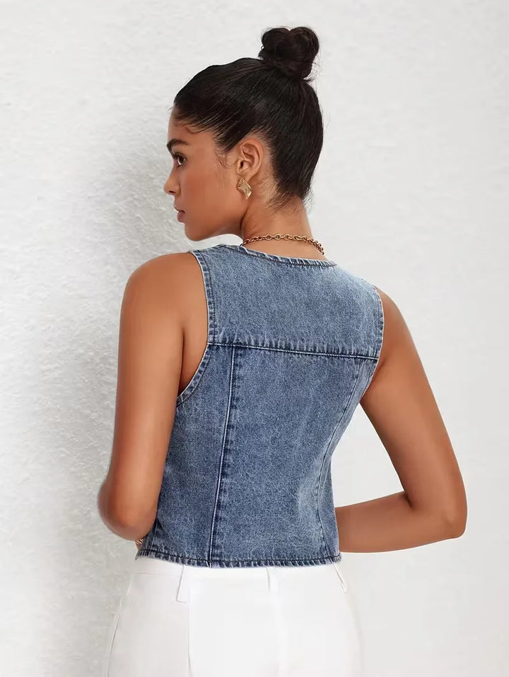 Gilet met V-hals en puntige zoom