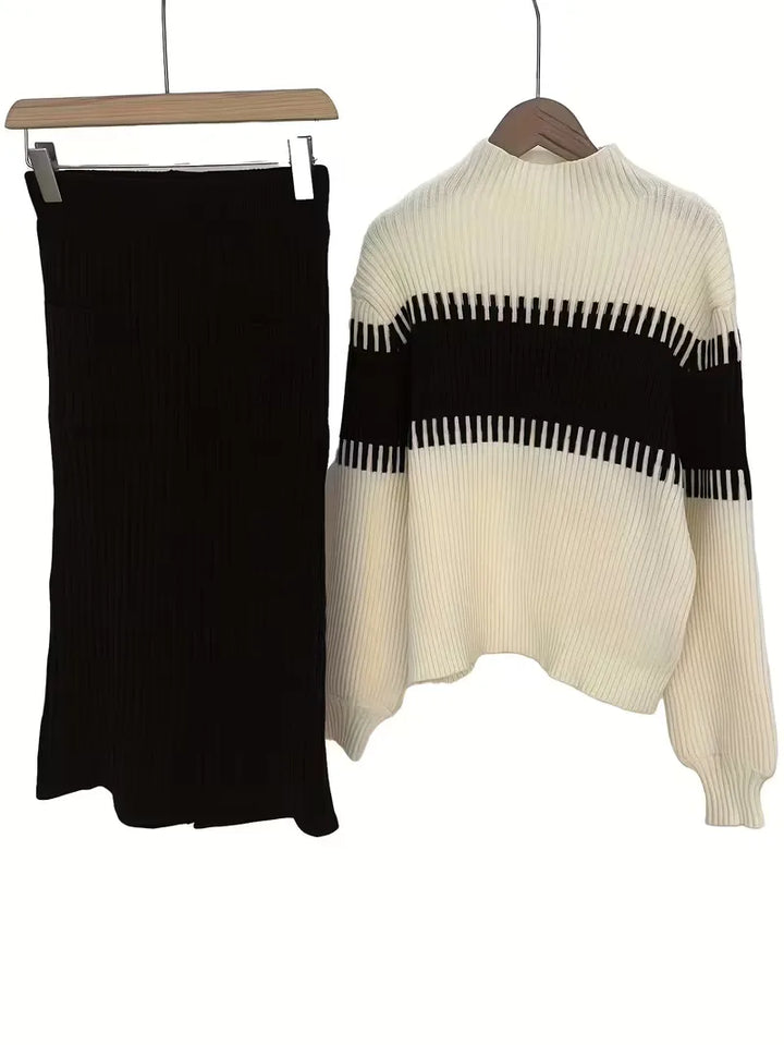 Tweedelige set met ribbed textuur