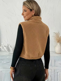 Vest met rits en faux shearling