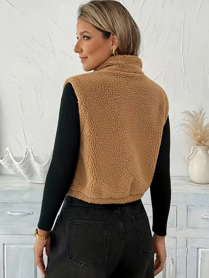 Vest met rits en faux shearling