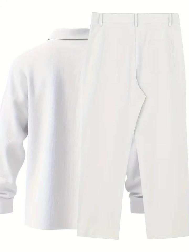 Linnen pak met mandarin collar