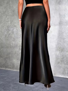 Satijnen rok met hoge taille
